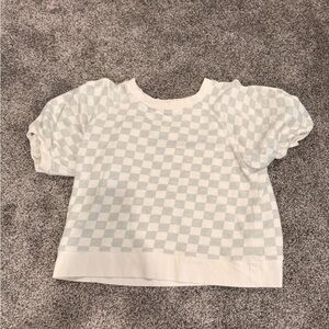 Checkered White and blue Top